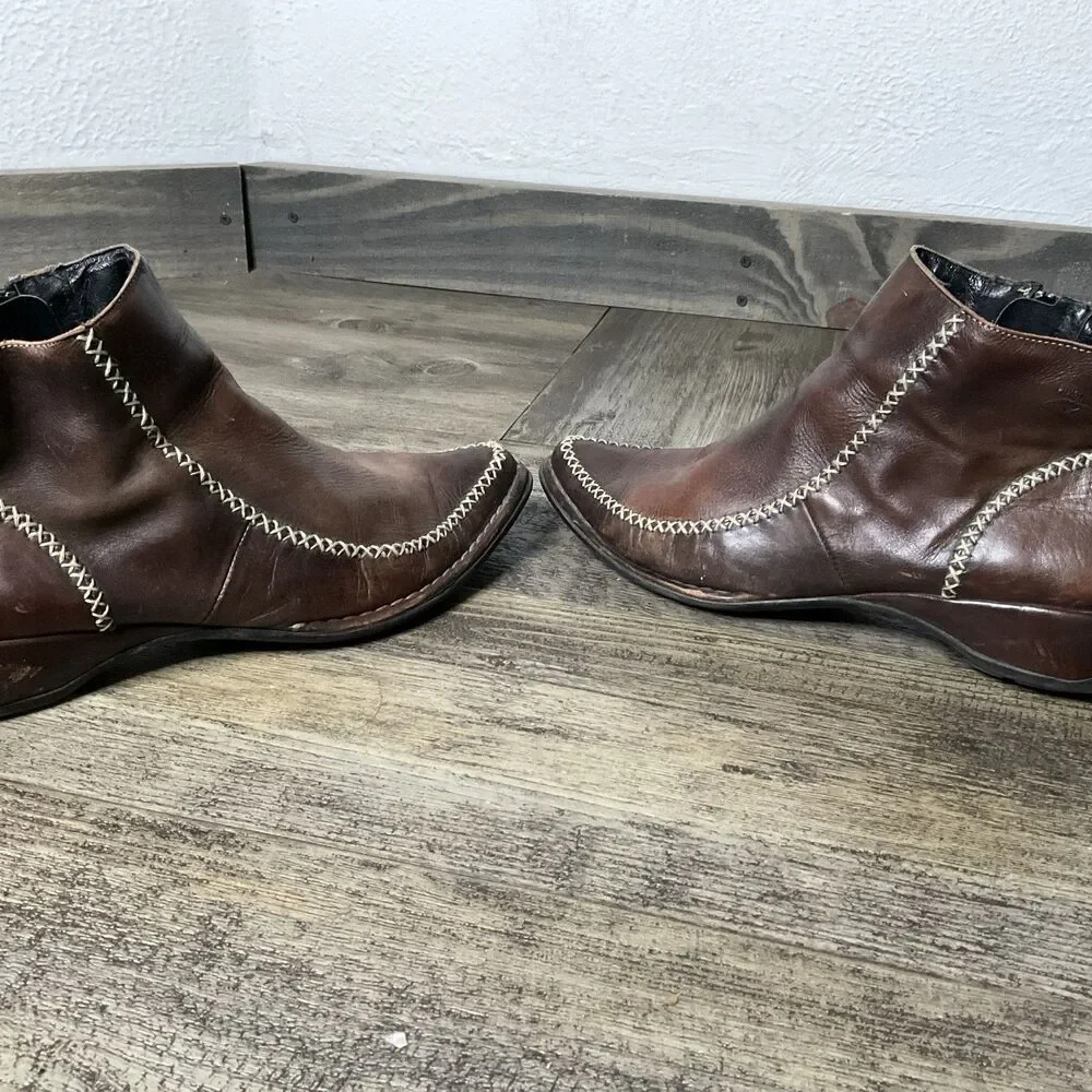 Pikolinos Womens Shoes 40/US 10/Brown Leather Square Toe Western Booties